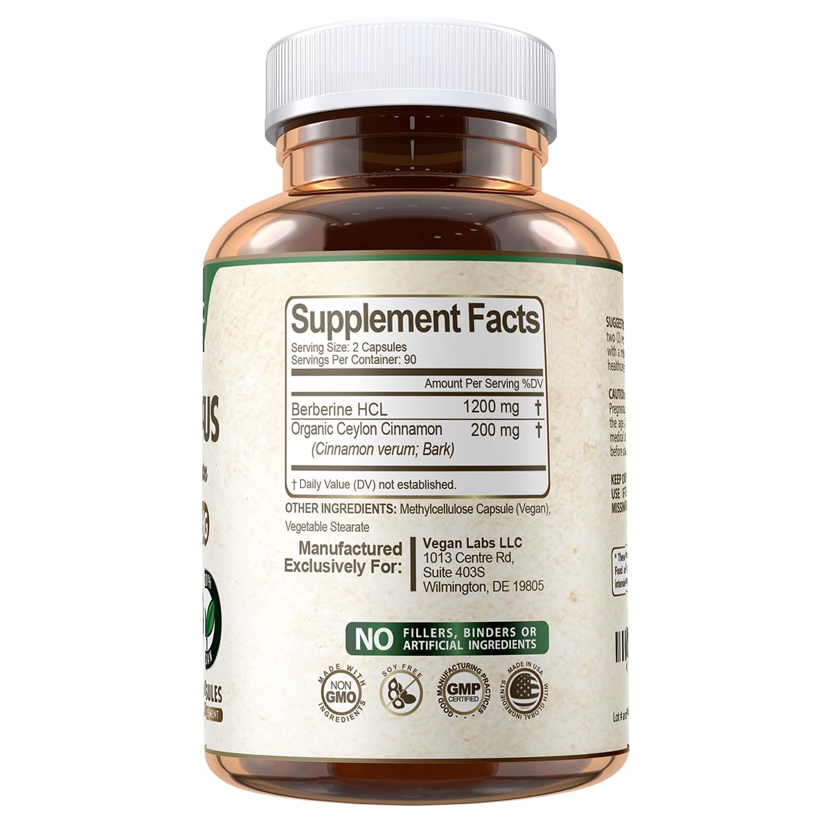 Vegan Labs Berberine HCL – capsules végétaliennes faciles à intégrer.