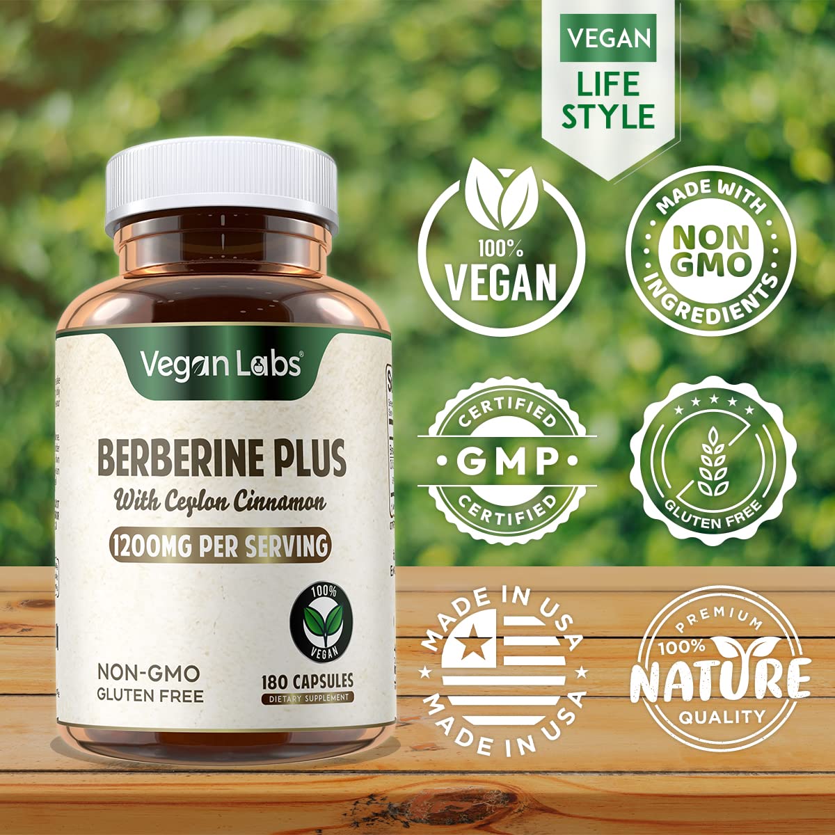 Vegan Labs Berberine – certifications cgmp et nsf garantissant qualité.