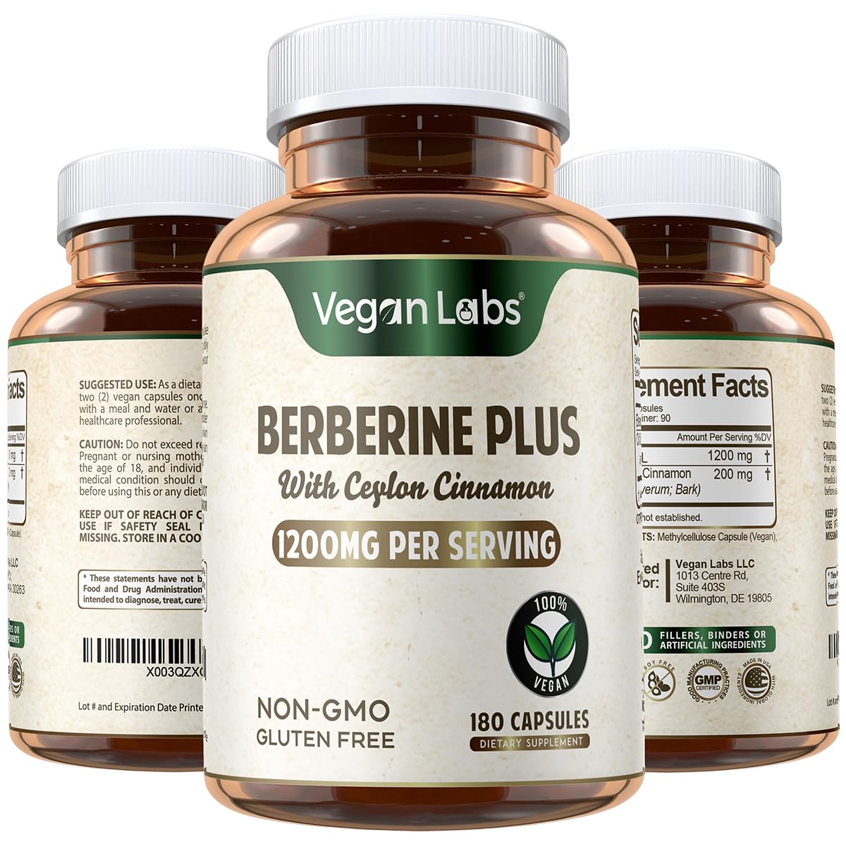 Vegan Labs Berberine HCL en bouteille, capsules faciles à avaler pour la routine.