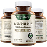 Vegan Labs Berberine HCL en bouteille, capsules faciles à avaler pour la routine.