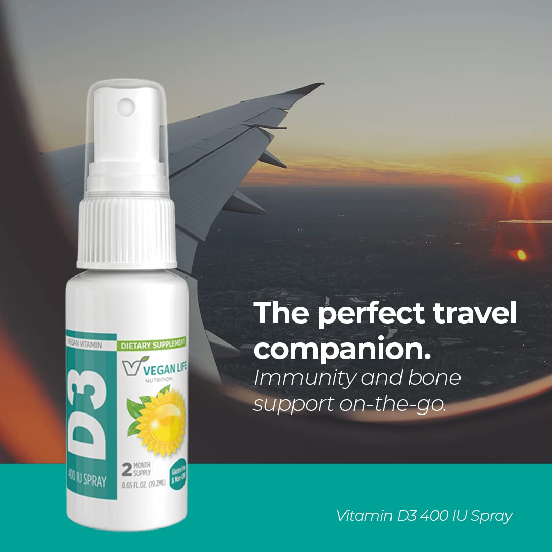 Vegan Life Nutrition D3 spray ajouté facilement à vos boissons et aliments.