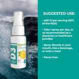 D3 spray Vegan Life Nutrition utilisant lichen organique pour biodisponibilité potentielle.