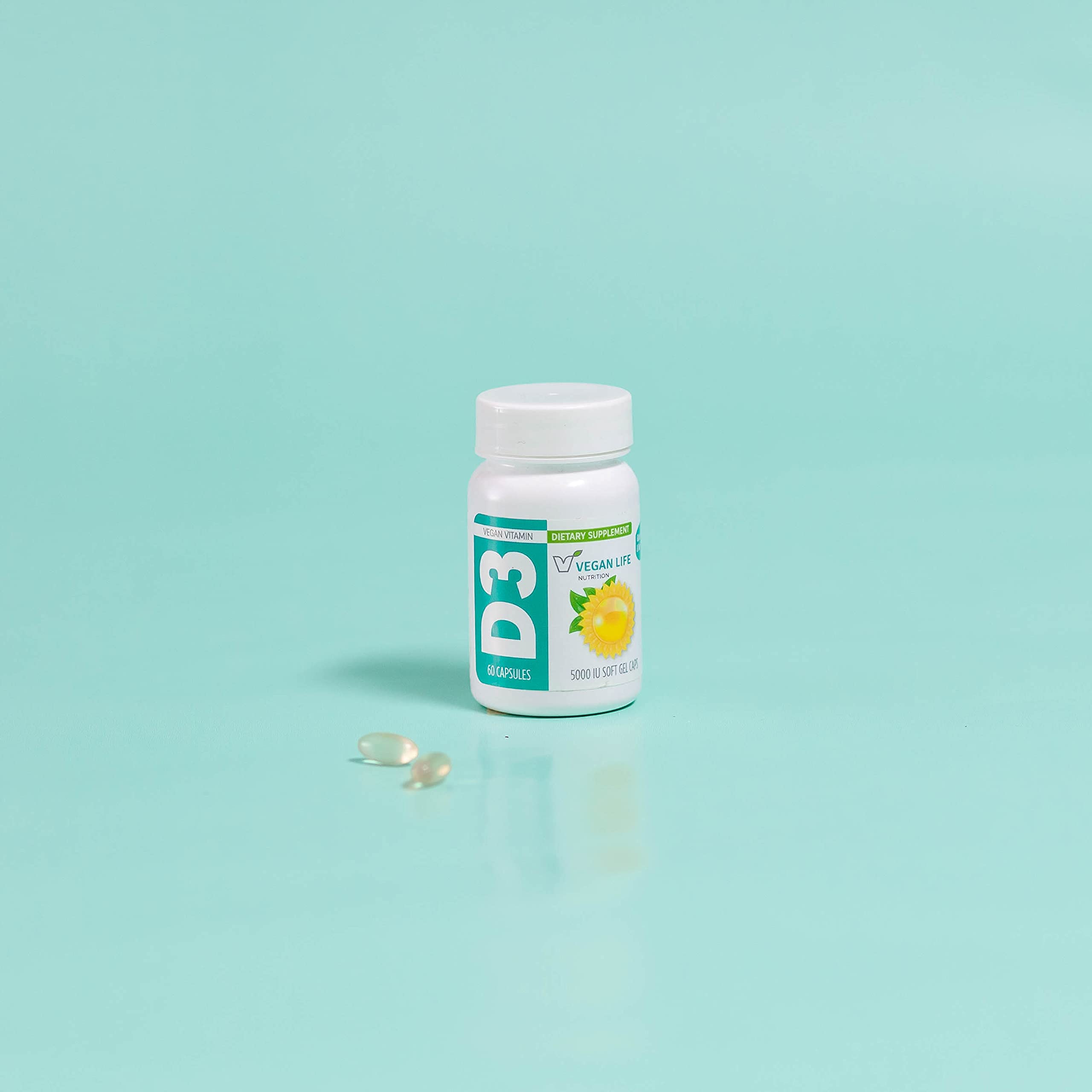 Emballage Vegan Life Nutrition D3, bouteille pratique pour une prise quotidienne.