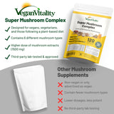 Vegan Vitality Multi Champignons – étiquette lisible et informations claires.