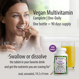 Étiquette claire et qualité certifiée dans l'emballage Veganly Vitamins.