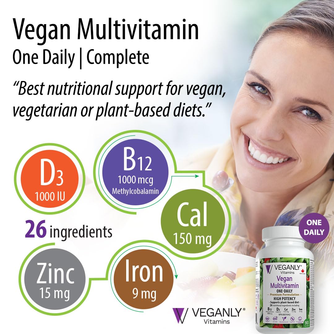 Veganly Vitamins — 26 essentiels en comprimés, formulation pratique pour régimes végétariens.
