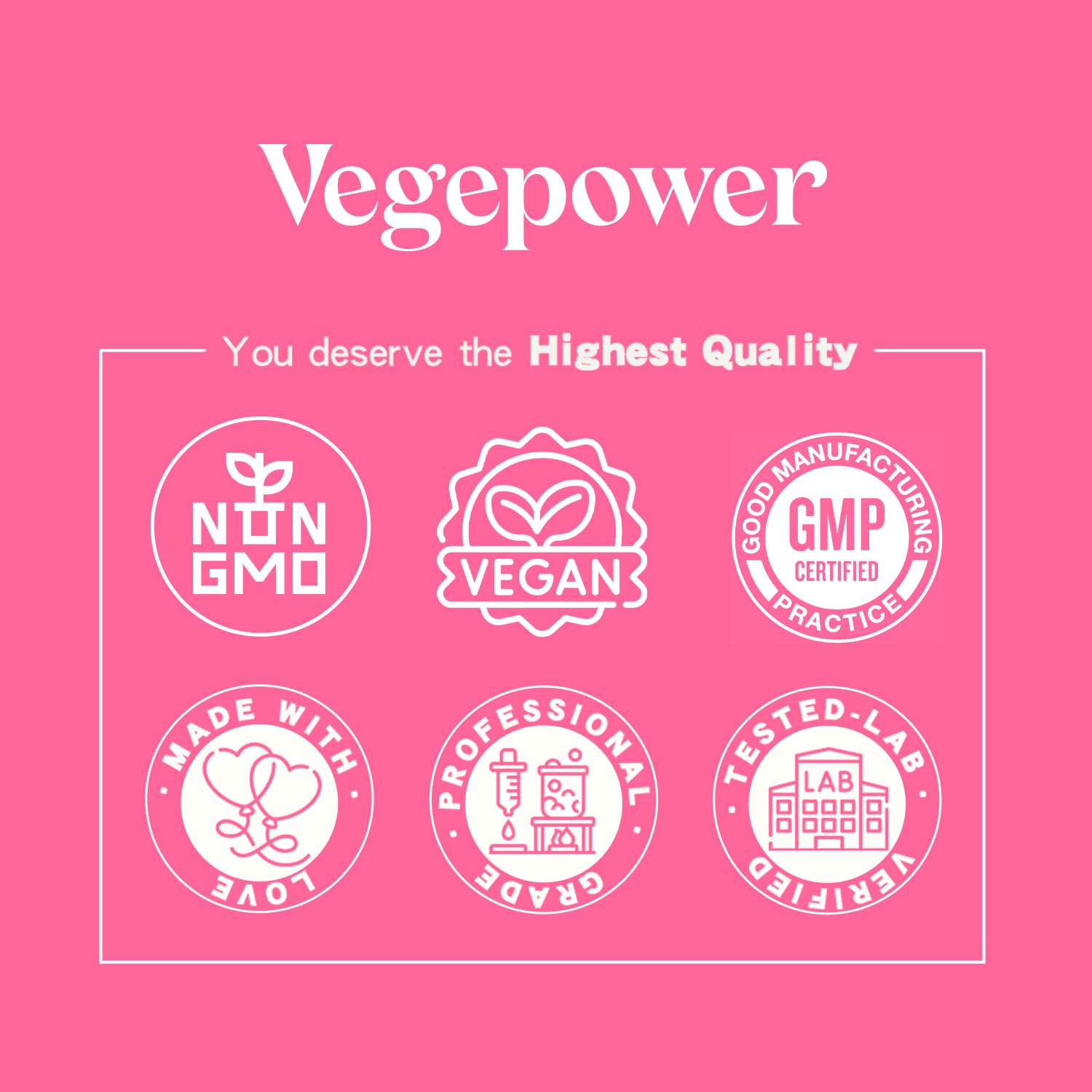 VEGEPOWER Biotin Gummies ingrédients naturels, saveur fraise et formulation saine.