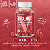 Gommes VEGEPOWER Fer avec vitamine C pour absorption optimisée.