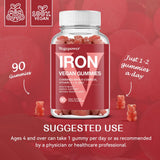 VEGEPOWER gommes fer – ingrédients et vitamines incluses.
