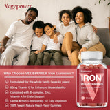 VEGEPOWER gommes fer – vitamine C et zinc pour soutenir l'apport.