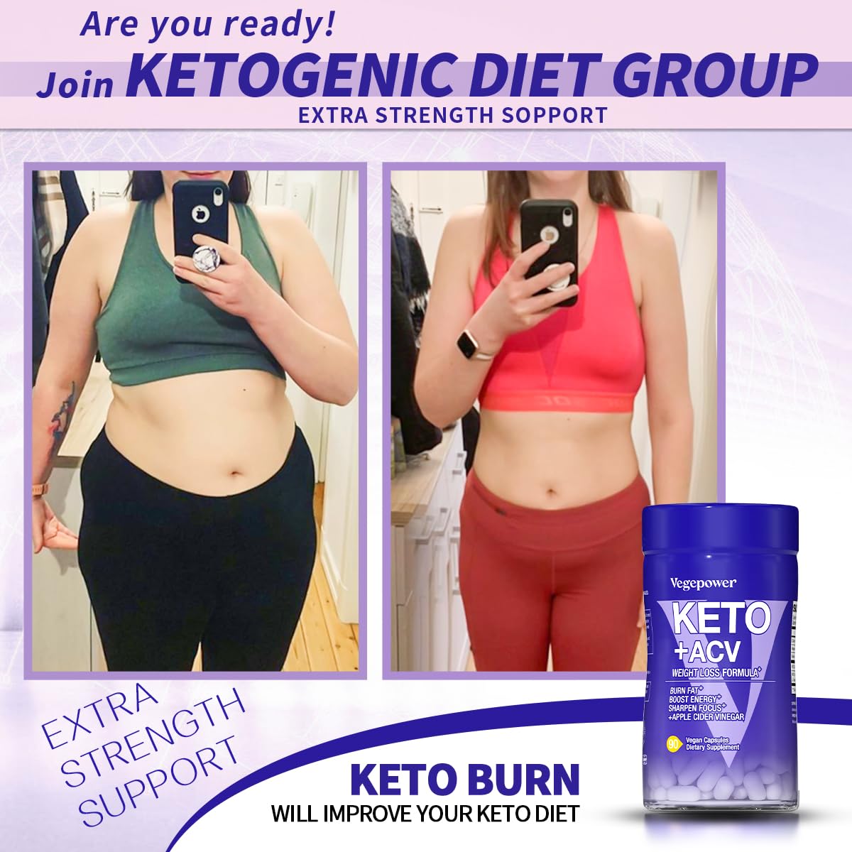 VEGEPOWER Keto Pills – Étiquette lisible avec ingrédients naturels et transparence.