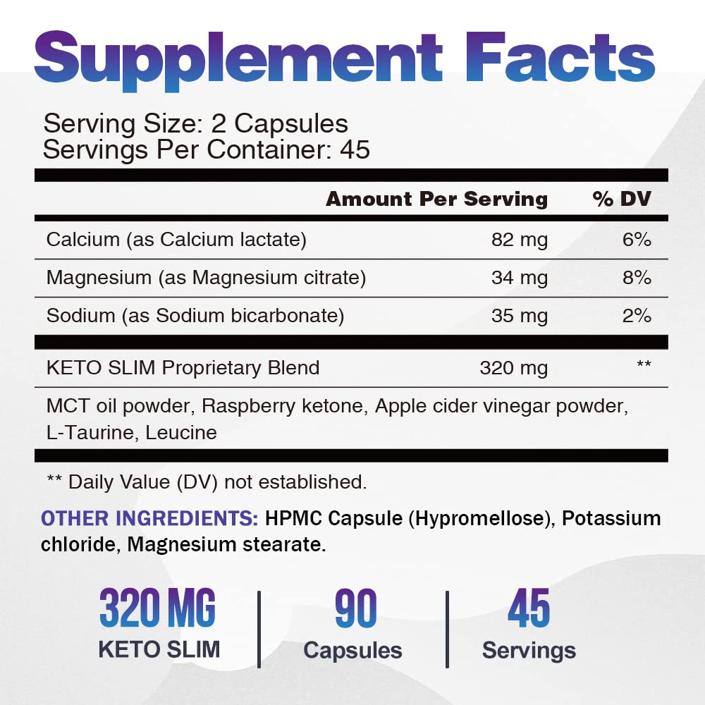 VEGEPOWER Keto – Tableau des ingrédients naturels.