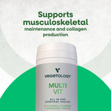 VEGETOLOGY MultiVit – étiquette claire avec ingrédients véganes et minéraux.