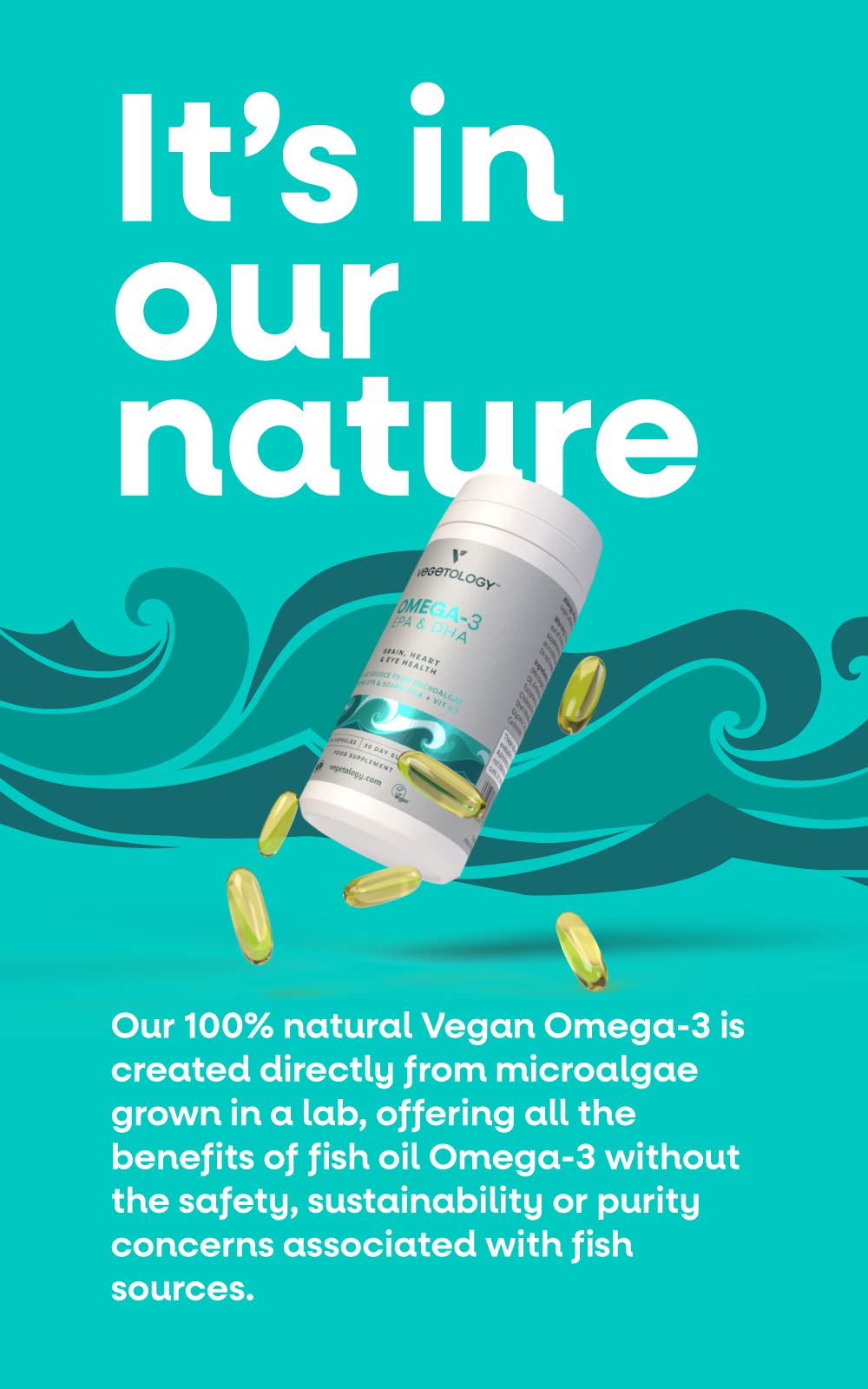 VEGETOLOGY Oméga-3 bouteille éco — format durable et pratique.
