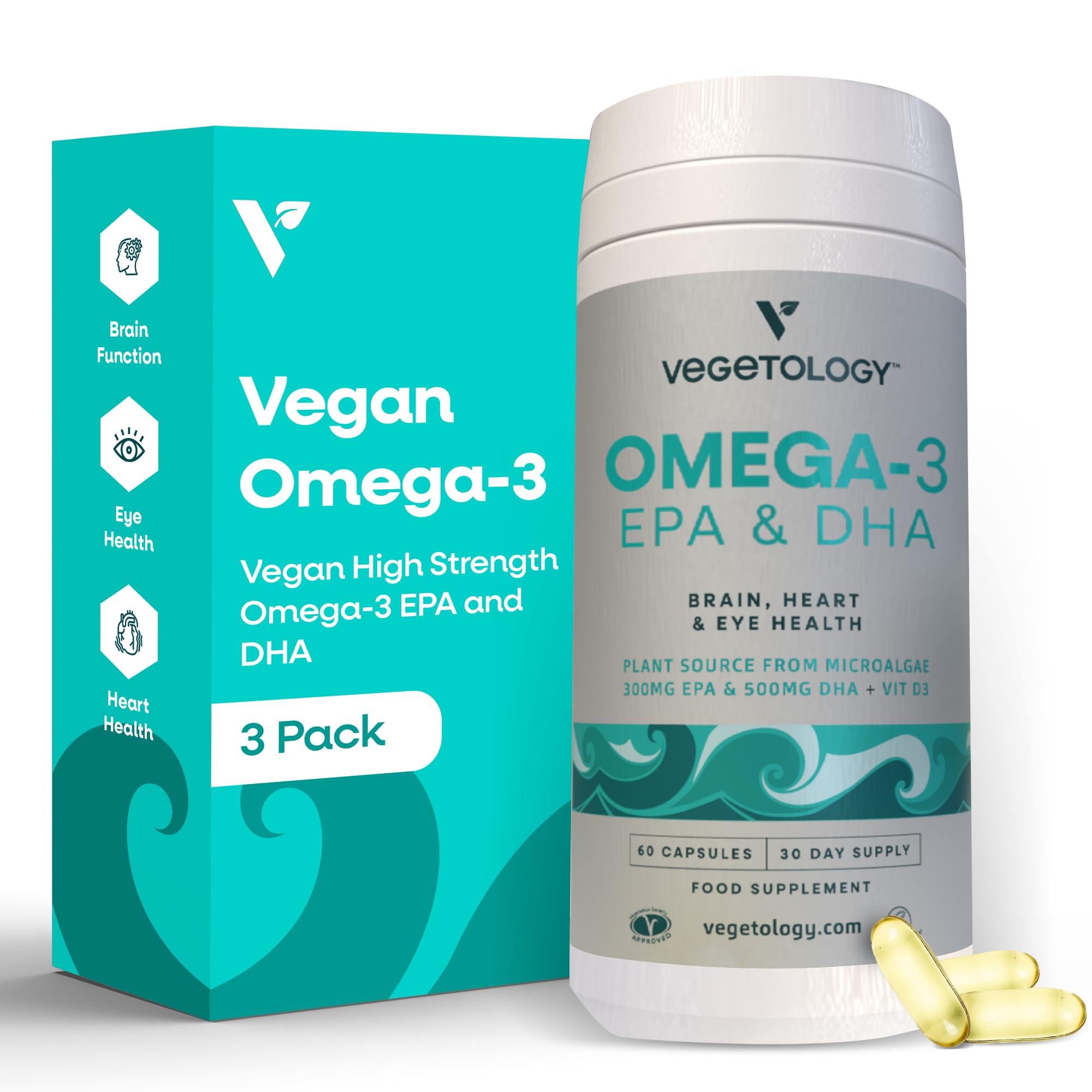 VEGETOLOGY Oméga-3 capsules — soutien cerveau et vision au quotidien.