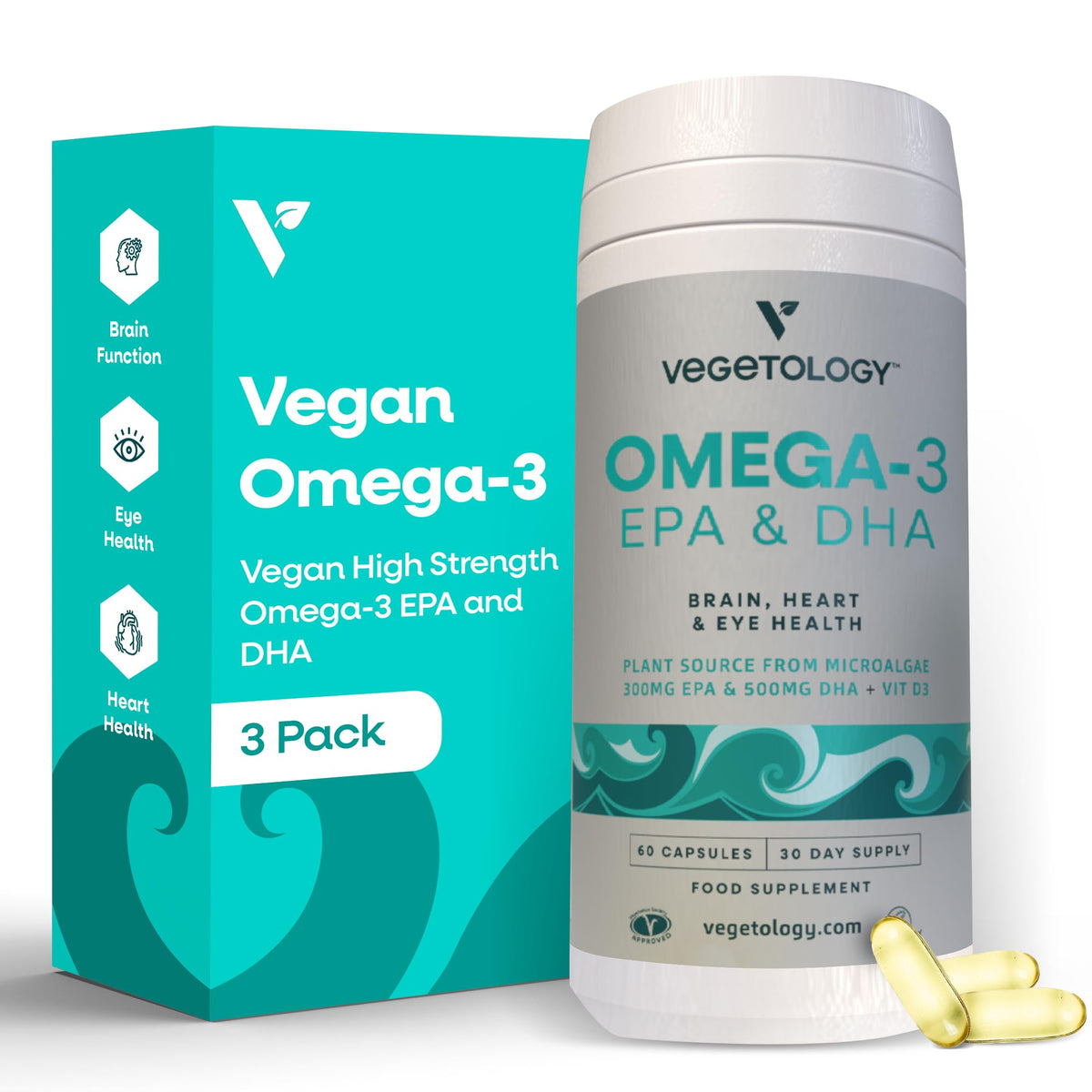 VEGETOLOGY Oméga-3 capsules — soutien cerveau et vision au quotidien.