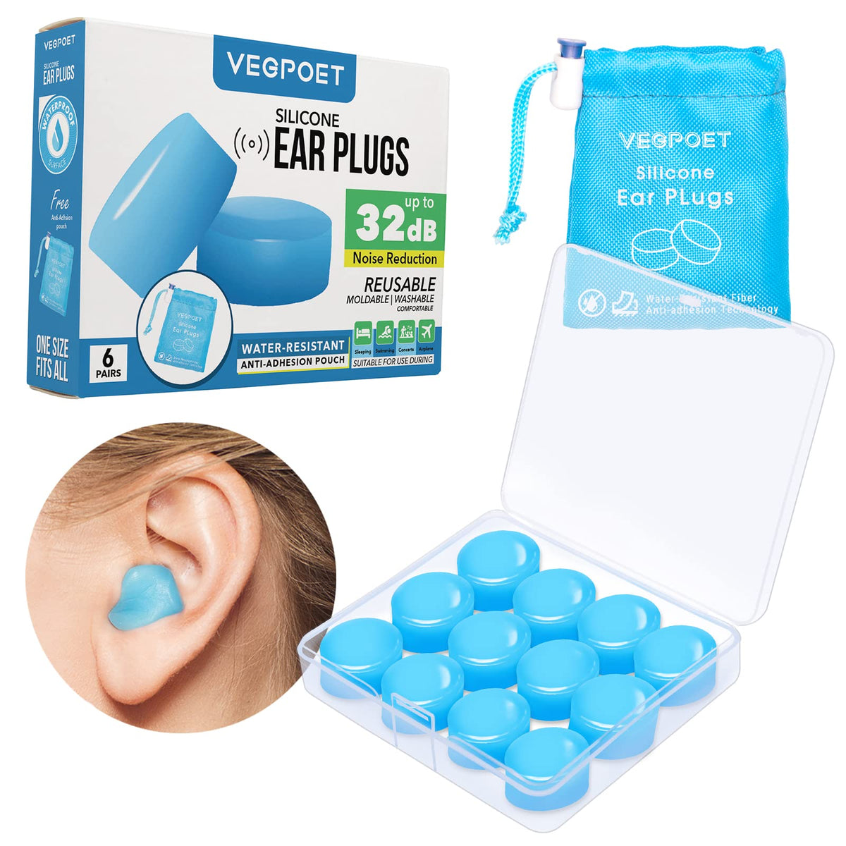 Bouchons Vegpoet moulables pour dormir, confort sur mesure et isolation phonique personnelle.