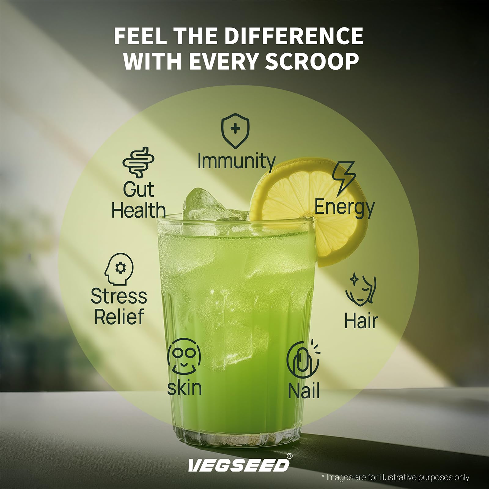 Vegseed Immunity Greens Powder – arôme citron, goût frais sans sucre ajouté
