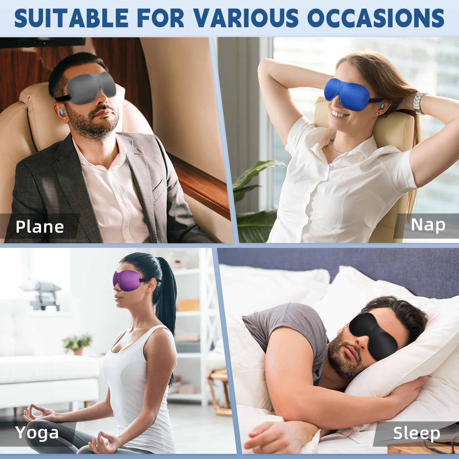 VEKDA Masque yeux portable léger: idéal pour voyage et sieste.