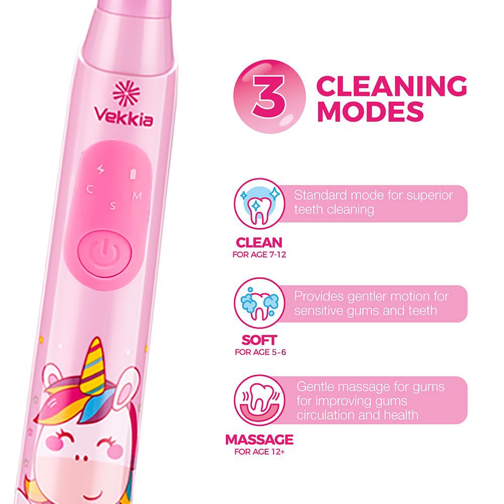 Tête douce 3D avec poils souples Vekkia, douceur pour les gencives sensibles.