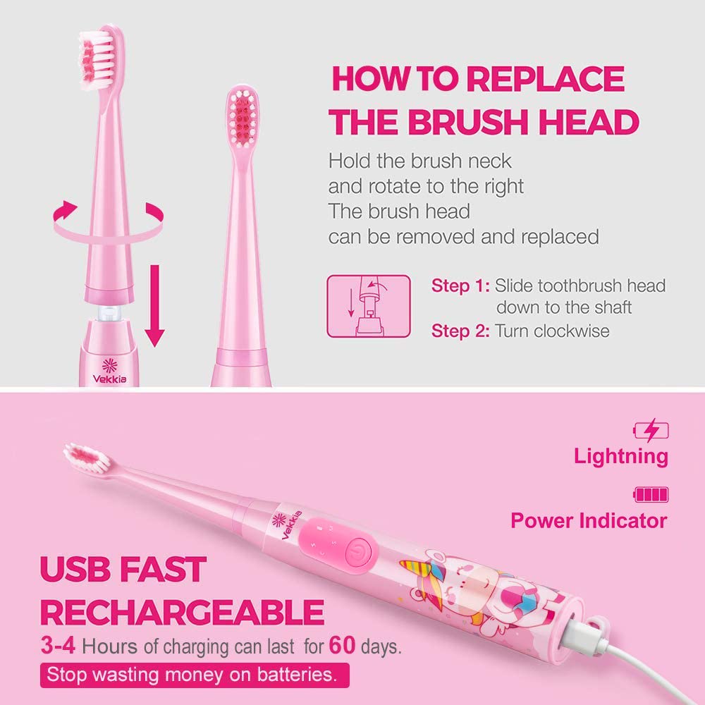 Brosse Vekkia avec thème animaux pour enfants, rend le brossage ludique et motivant.