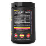 Véla Pre-Workout: poudre rose présentant les BCAAs pour récupération.