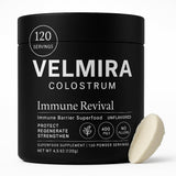 Velmira Colostrum en poudre, bouteille, soutien immunitaire potentiel au quotidien.