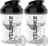 Gourde VELOMIX 20oz avec deux fouets en inox pour mélanger facilement.