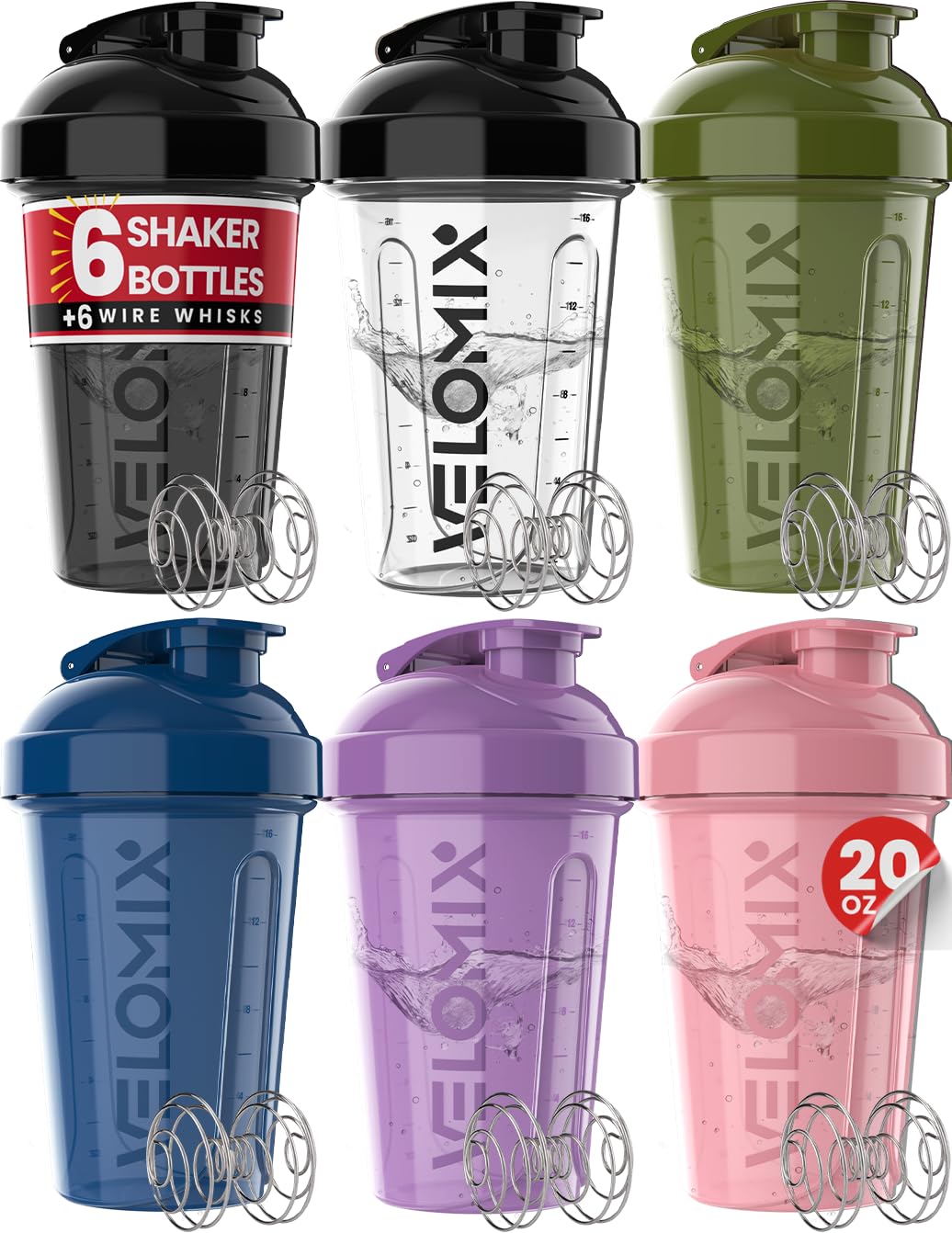 VELOMIX Bouteille Shaker 20oz avec fermeture anti-fuite fiable