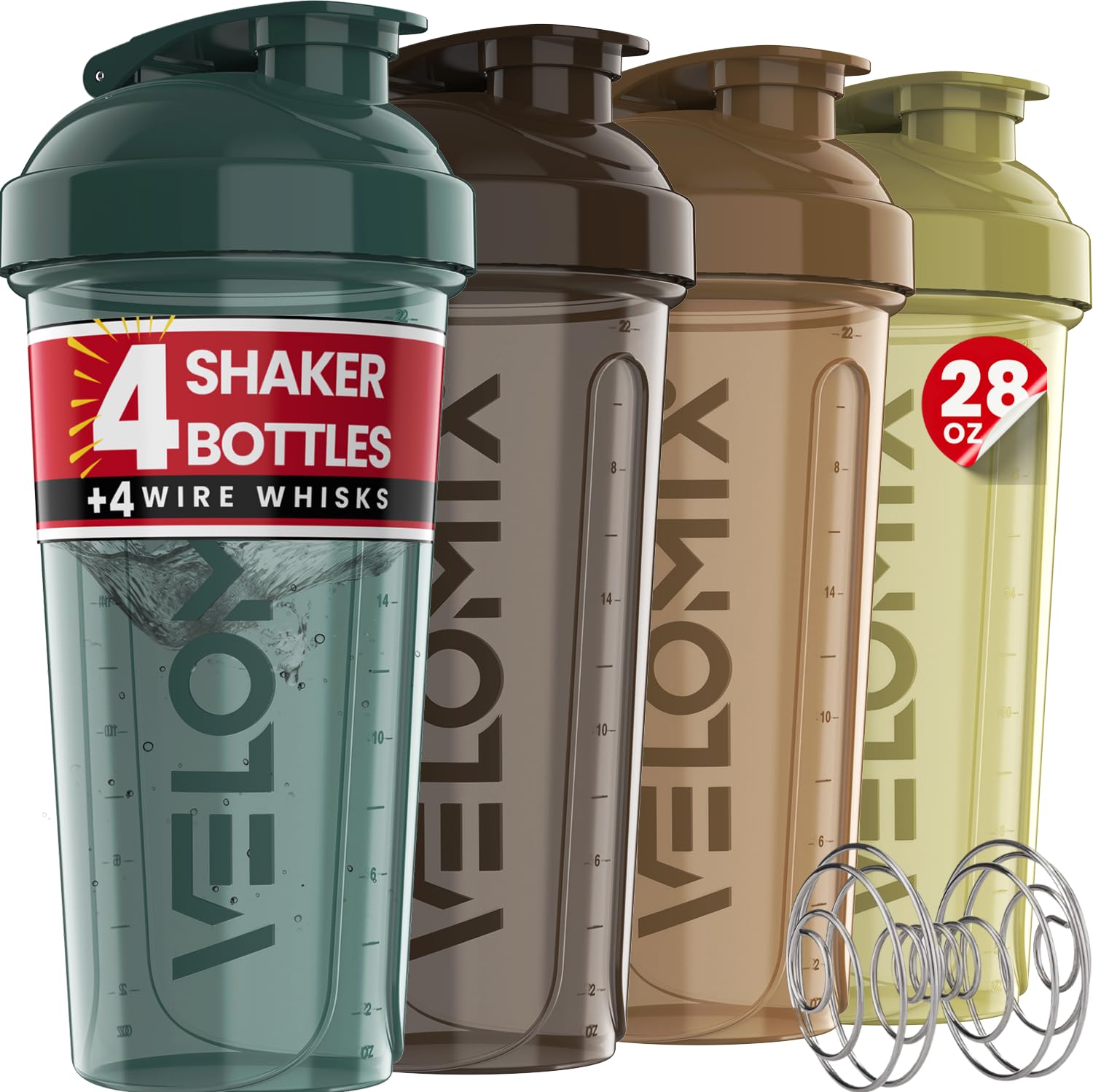 VELOMIX Bouteille shaker 28 oz avec bouchon anti-fuite, pratique en déplacement.