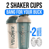 VELOMIX bouteille-shaker-28oz avec fouet-fil bleu-beige pour mélanger en douceur