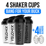 VELOMIX Shaker protéine fouet inox amovible pour mélanges lisses.