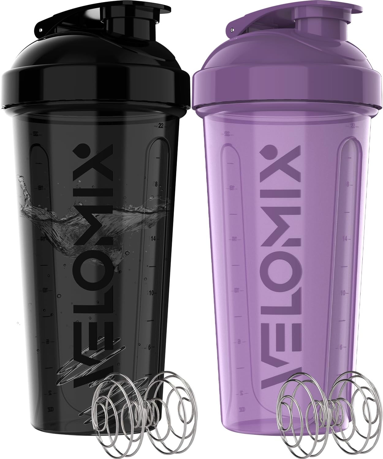 VELOMIX Bouteille shaker protéine 28oz violet et noir, pratique et étanche.