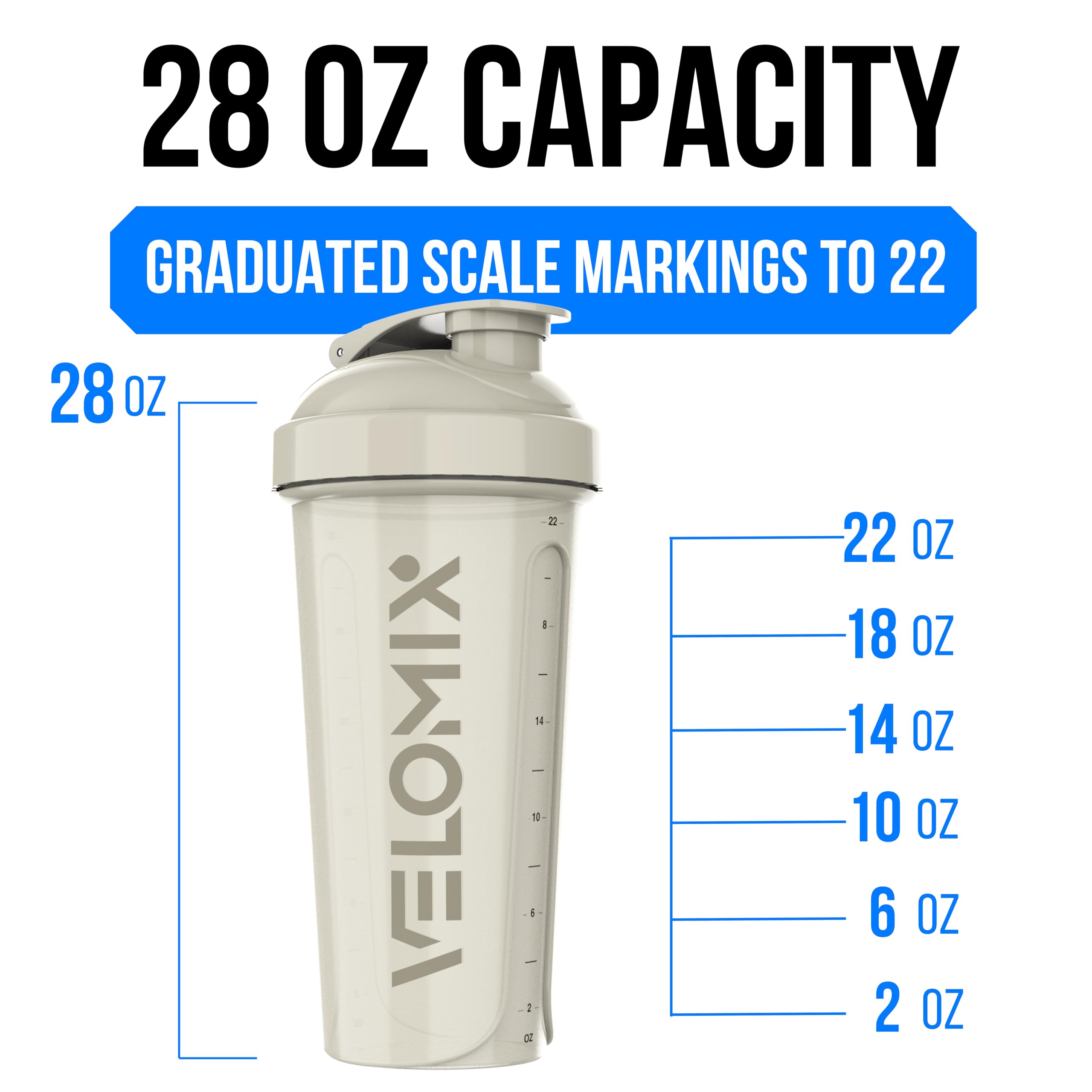 VELOMIX design durable bouteille shaker 28oz, résiste à l’usage quotidien.