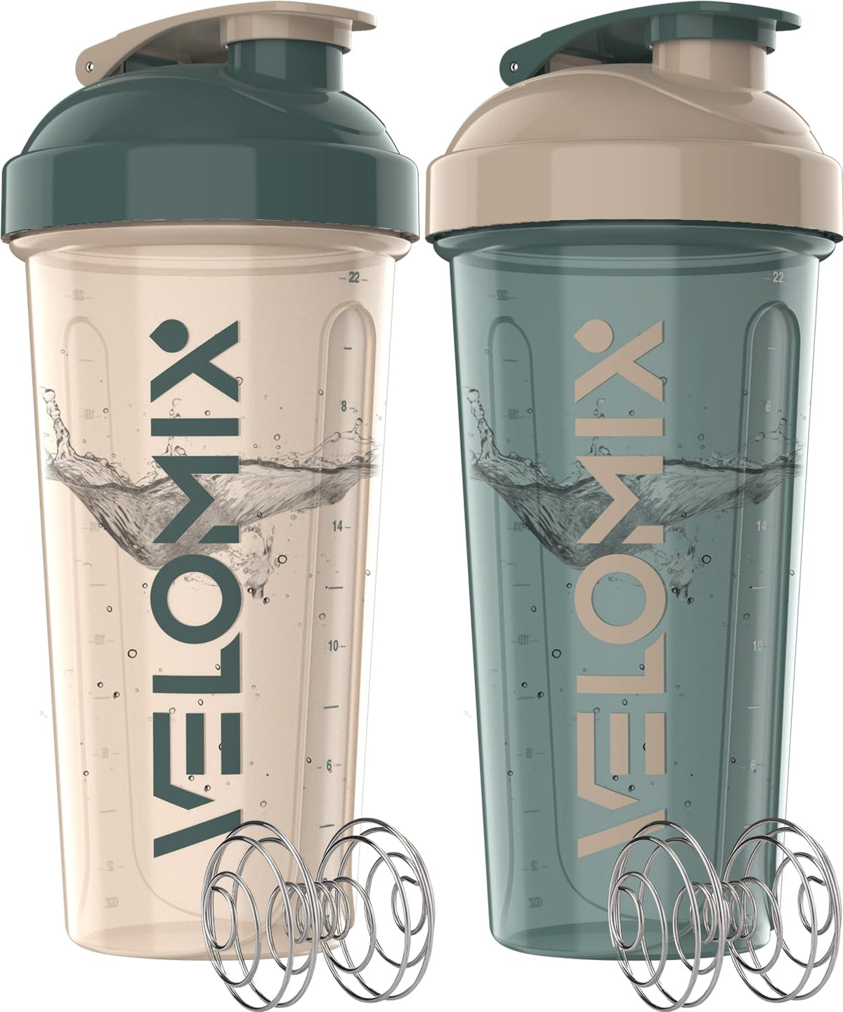 VELOMIX ensemble-deux-bouteilles-shaker 28oz bleu-beige pour boissons protéinées rapides