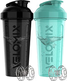 Gobelet VELOMIX 28 oz noir turquoise; lot de 2, idéal pour shakes protéinés en déplacement