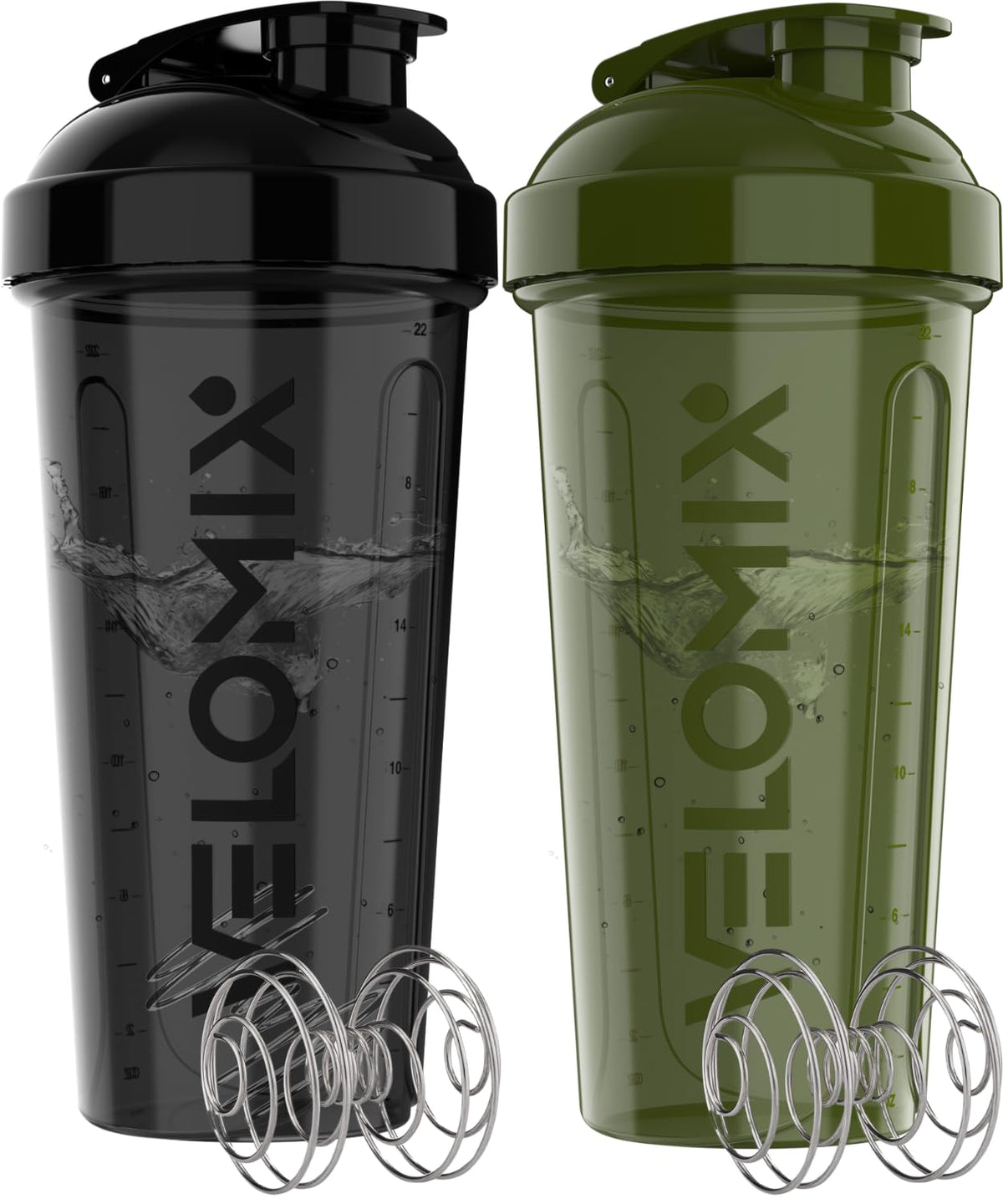 Gobelets VELOMIX 2-pack vert noir, pratiques et étanches pour vos shakes quotidiens.