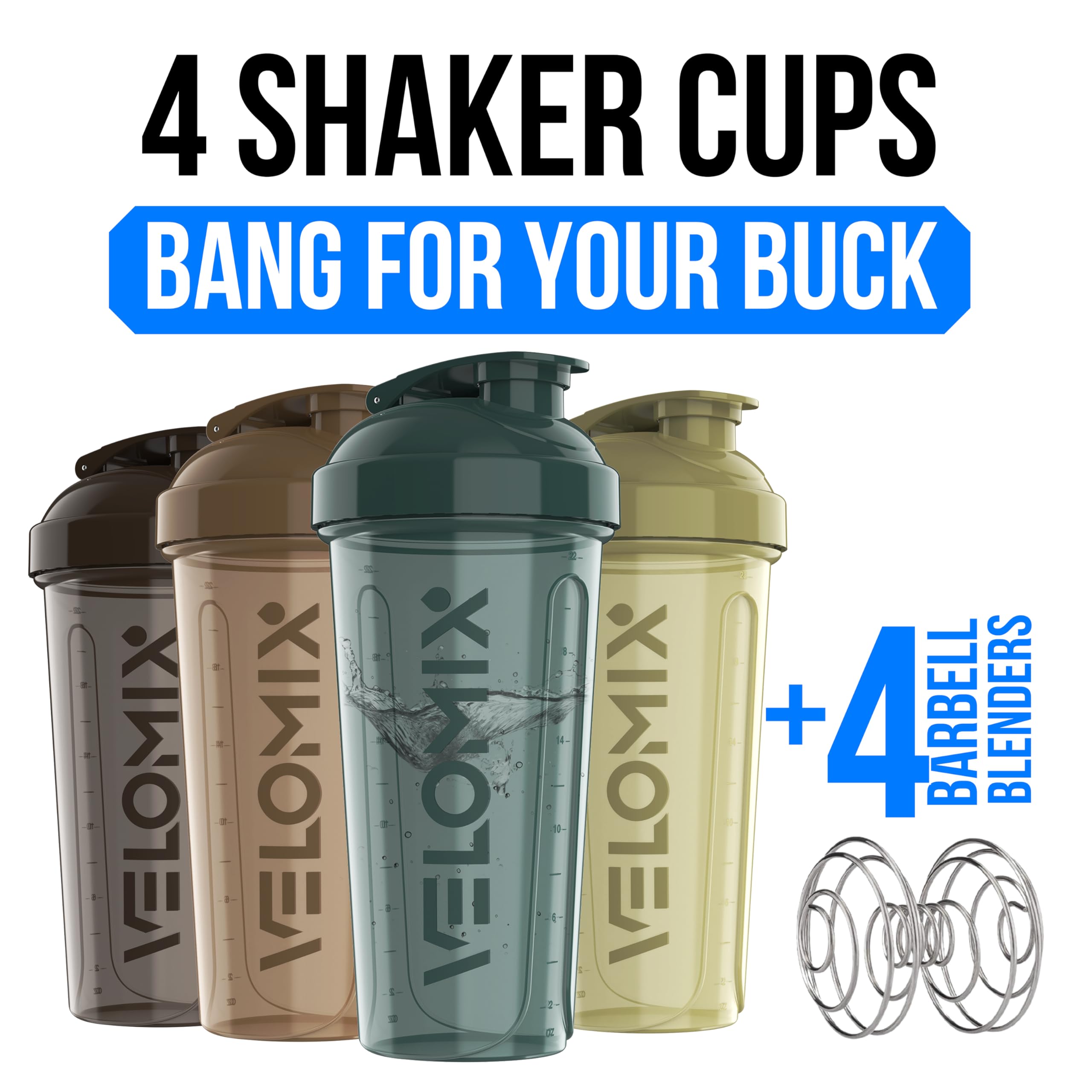 VELOMIX Pack 4 bouteilles shaker, solution économique pour sessions quotidiennes.