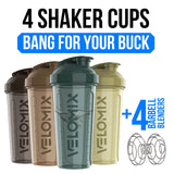 VELOMIX Pack 4 bouteilles shaker, solution économique pour sessions quotidiennes.