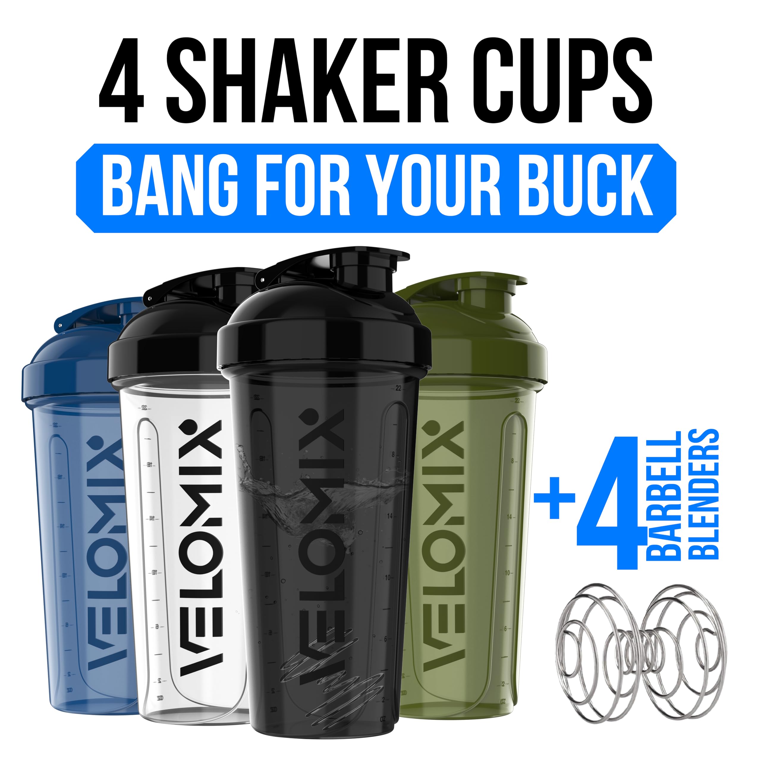 VELOMIX Pack shaker protéine 4x, pratique et compact
