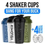 VELOMIX Pack shaker protéine 4x, pratique et compact