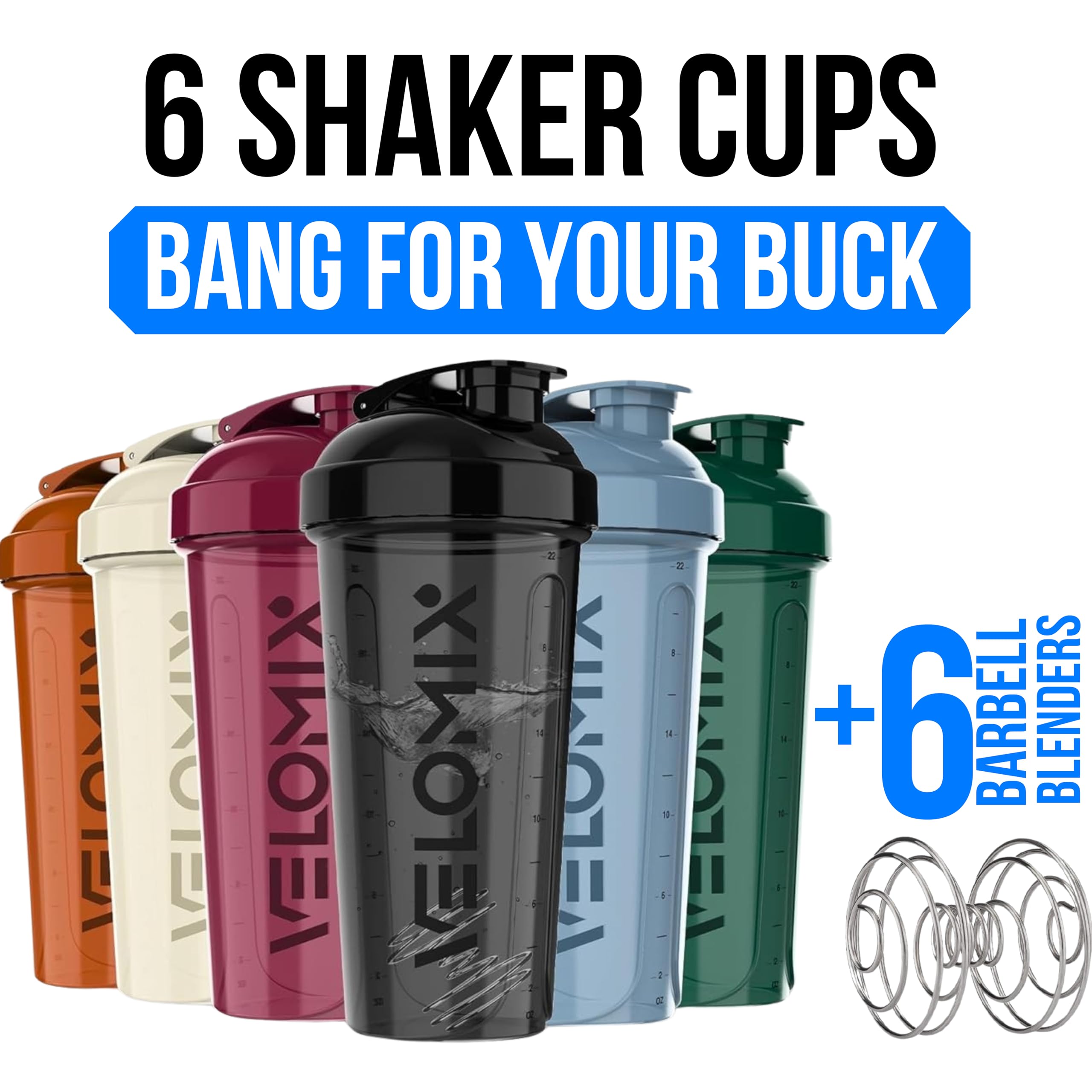 VELOMIX shaker anti-fuite avec fil 28oz, parfait pour mélanger protéines sans dégâts.