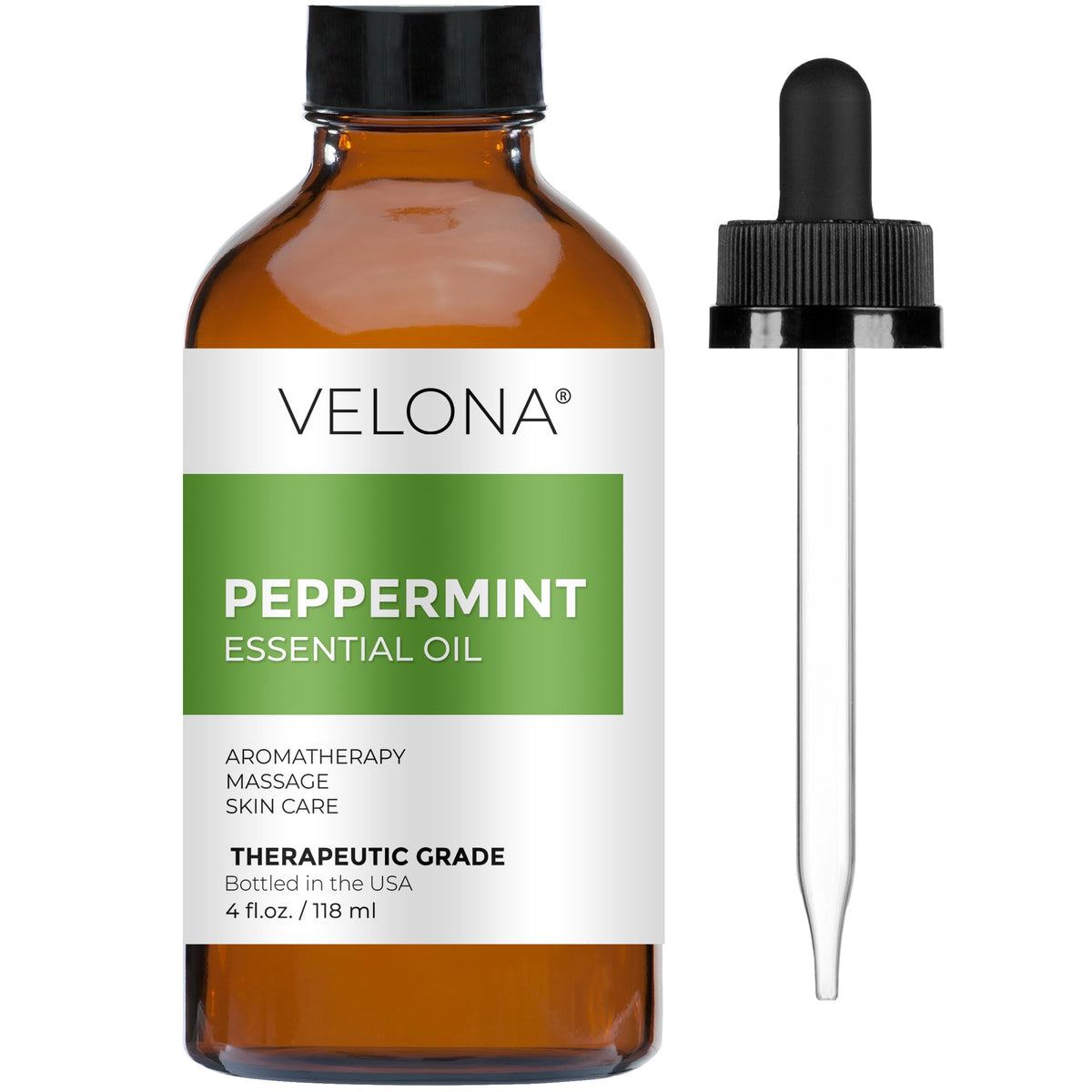Velona huile essentielle menthe poivree en bouteille, parfum frais pour diffuser et rafraichir l ambiance.