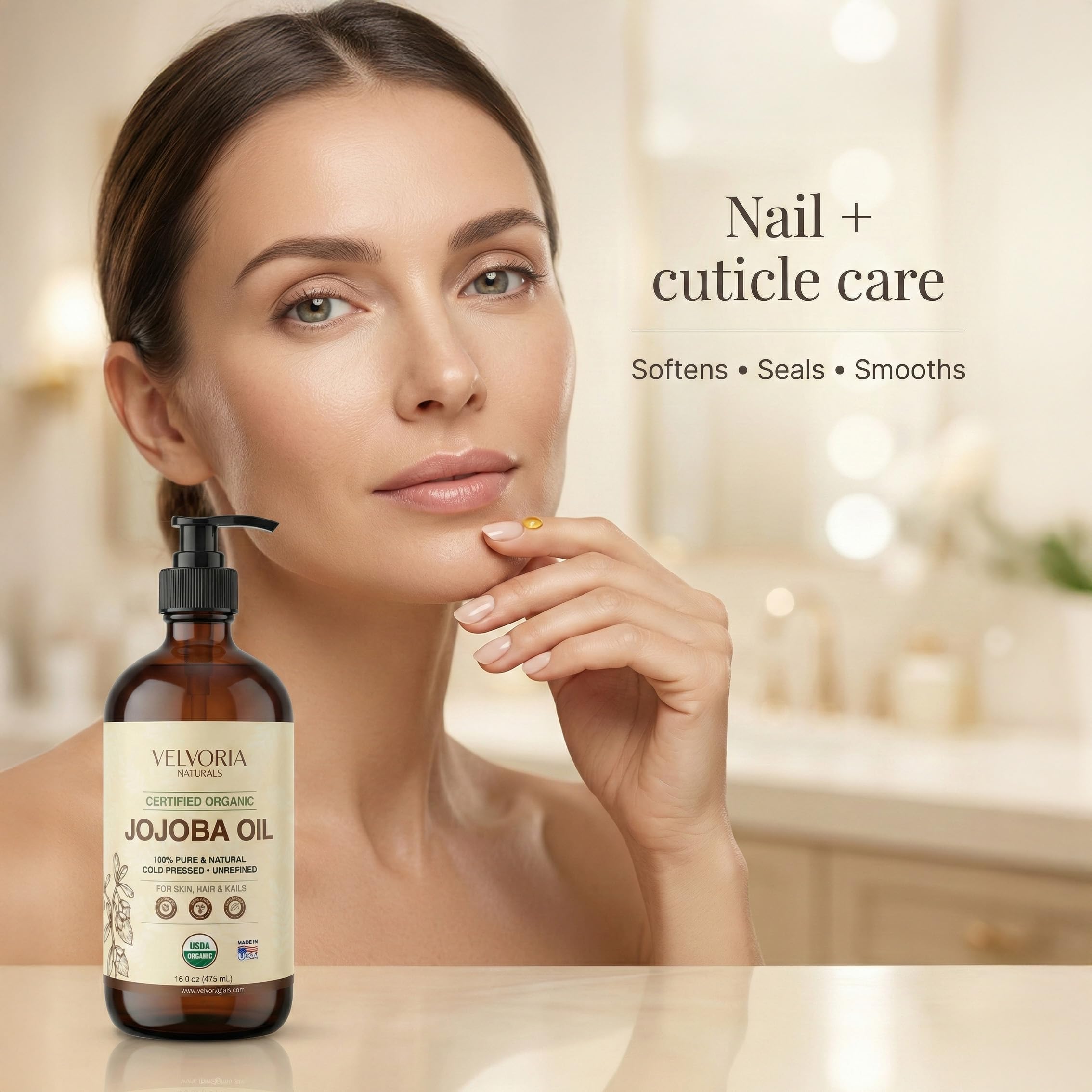 Velvoria Naturals huile jojoba origine Israël, qualité et traçabilité