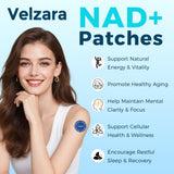 Patchs Velzara NAD+ en application sur la peau pour hydratation