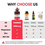 Absorption maximale: flacon D3-K2-MG-Zn, énergie potentielle durable.