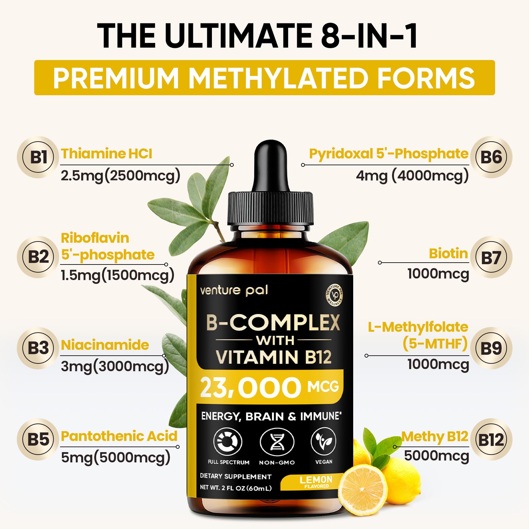 Gouttes Venture Pal B7 Biotine cheveux, peau et ongles sains.