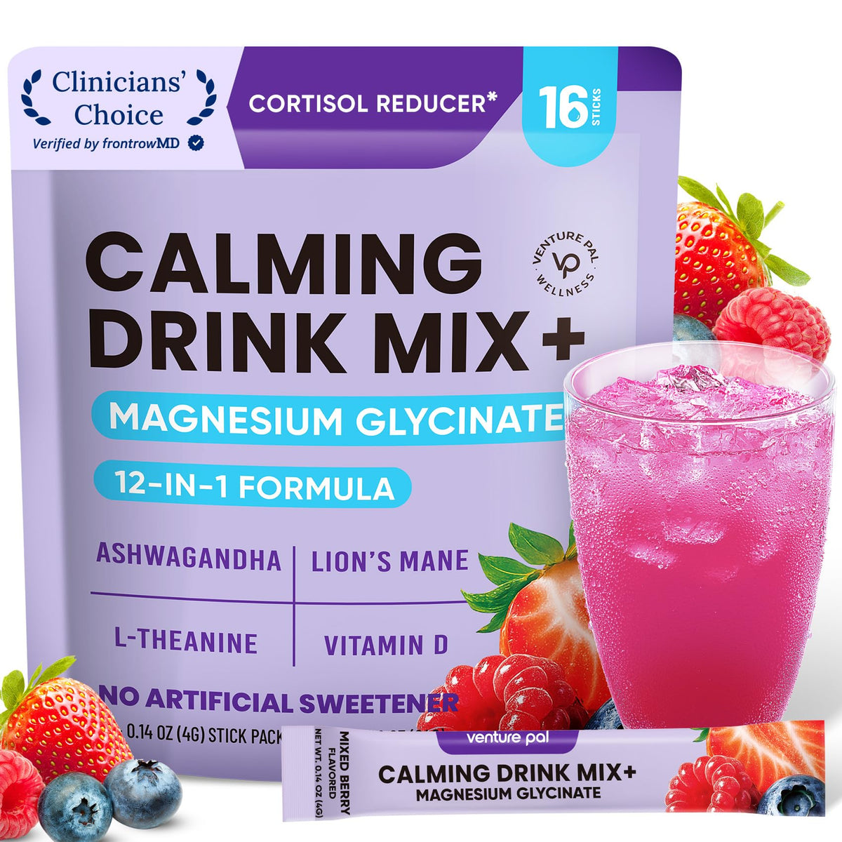 Venture Pal Calm Drink Mix, poudre prête à mélanger dans l'eau pour relaxation.