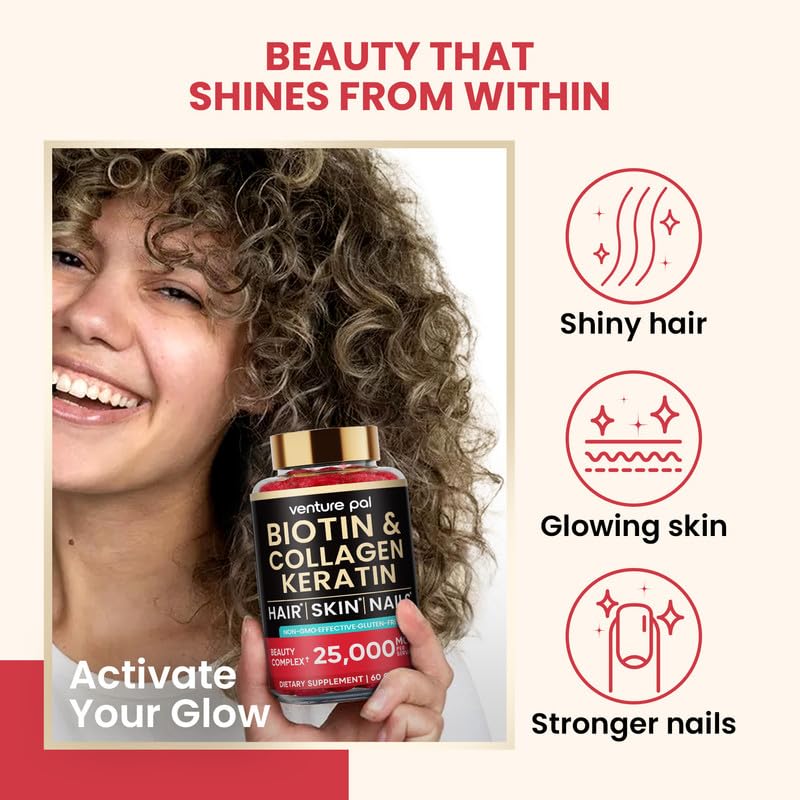 Gommes Venture Pal biotine pour cheveux, peau et ongles.