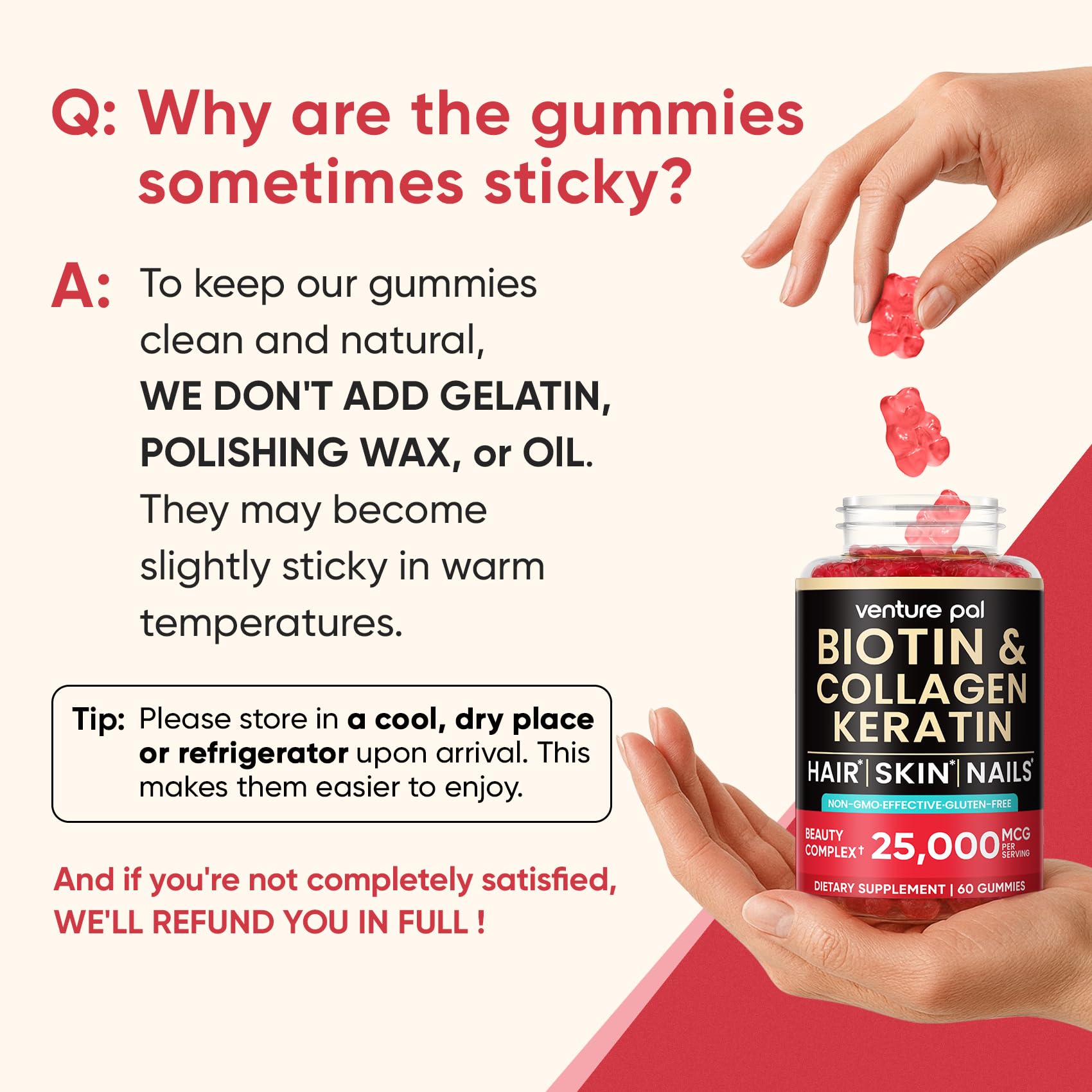 Formulation sans gluten Venture Pal gommes biotine pour usage quotidien.
